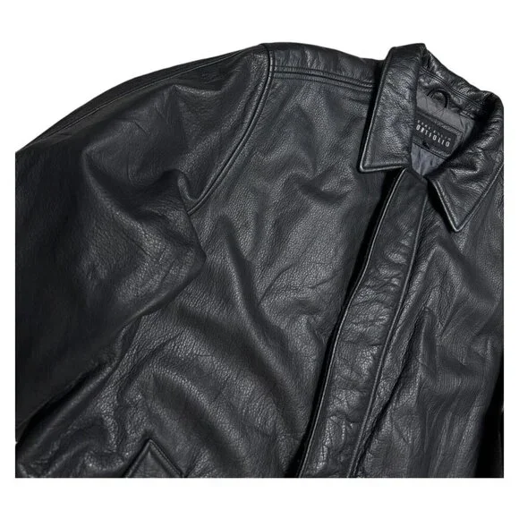 PERRY ELLIS Portfolio GENUINE LEATHER Designer Winter Business Casual Coat Large - Picture 3 of 5